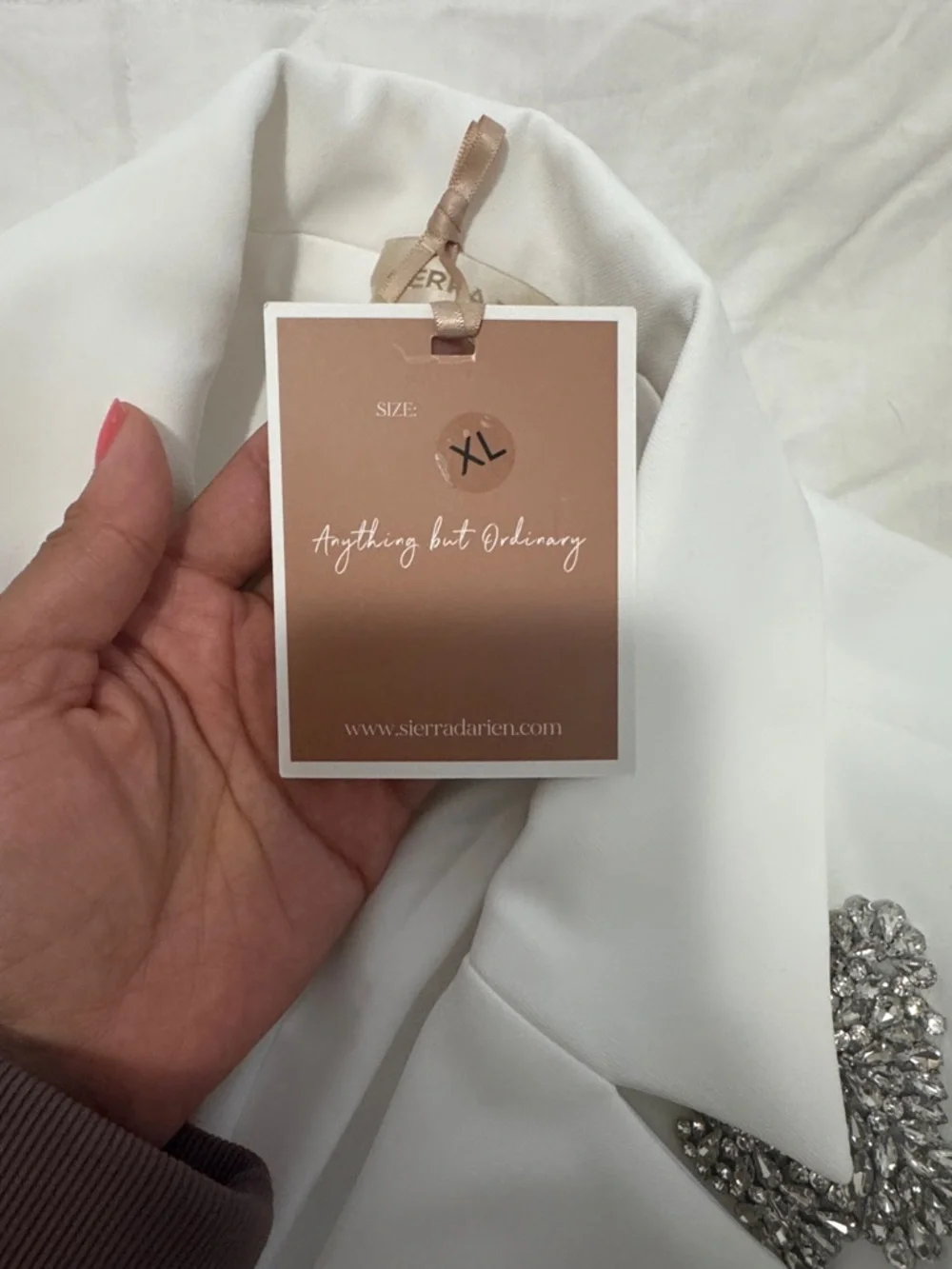 Embellished white Women's Suit Jacket & Wide-Leg Pants - Picture 2 of 2